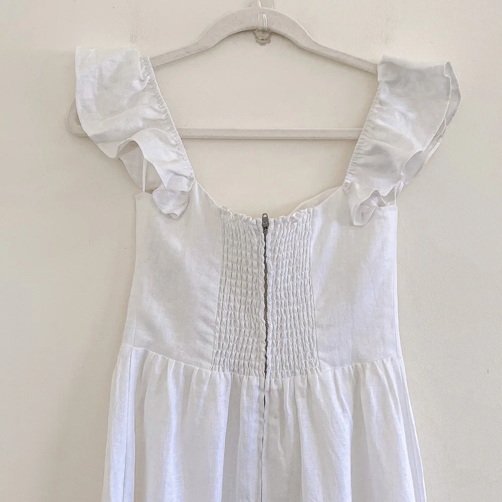 Reformation Lucila Linen Midi Dress White 4 - Picture 10 of 11